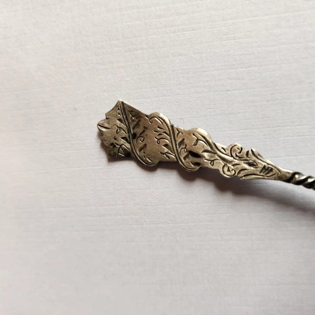 Antique Sterling Silver Vintage Demitasse Spoon For Sale In San Diego - Image 6 of 8