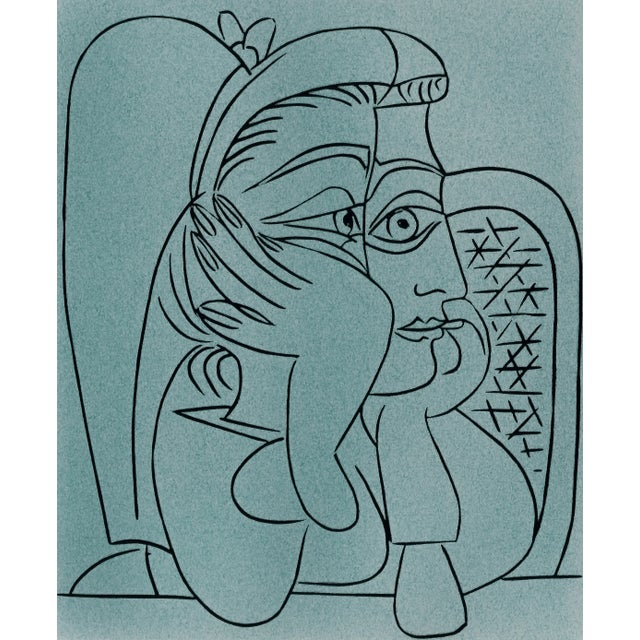 Original 1962 linoleum cut engraving (linocut) after and approved by Pablo Picasso from "Picasso Linoleum Cuts Bacchanals,...