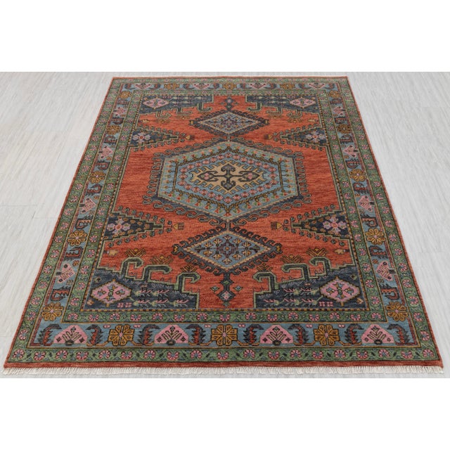 2020s 8x10Ft. Burnt Orange Persian Design Inspired Hand Knotted Premium Wool Rug For Sale - Image 5 of 18