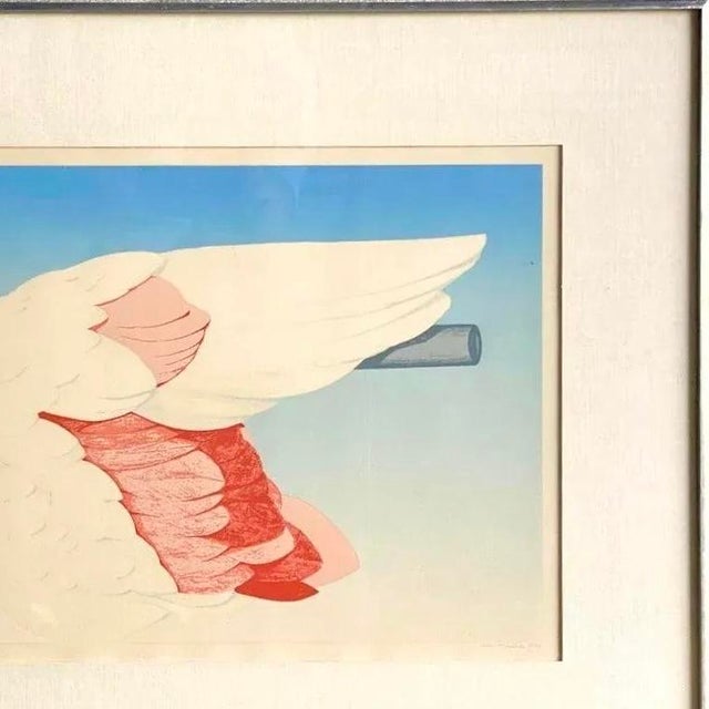 Vintage Boho Signed Original 1972 Lithograph of Flamingo Wing For Sale - Image 10 of 12