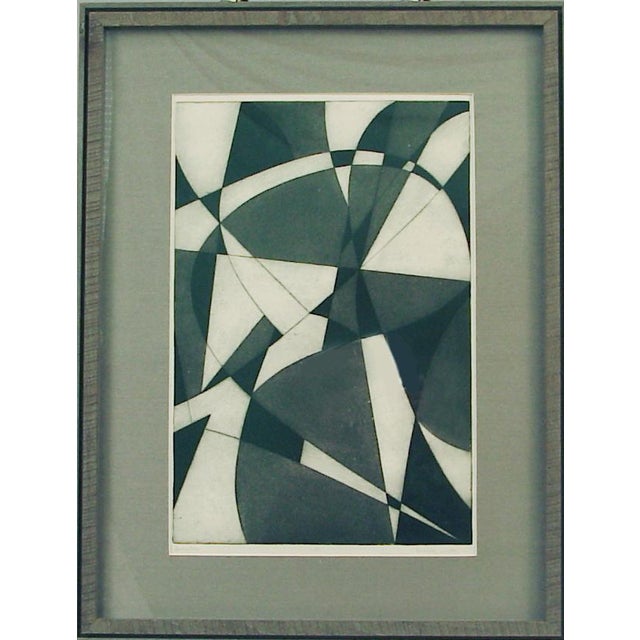 Aquatint Etching by Emaline Seutter, Animation Artist, Modernist Art, Geometric Study For Sale