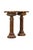 A striking pair of tall cast iron garden planters featuring two large fluted columns with circular crinkled bowl rims,...
