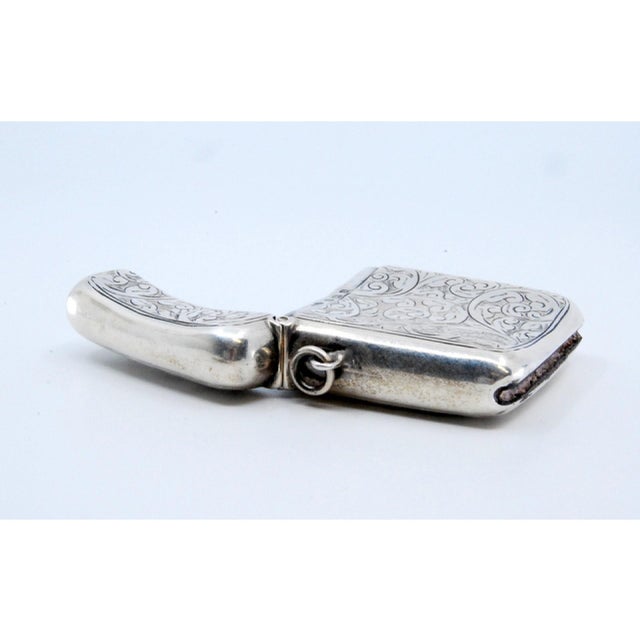 Metal Silver Matchbox with Reliefs and Hinged Lid For Sale - Image 7 of 10