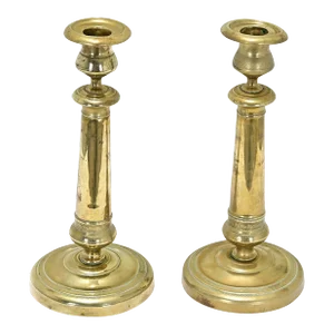 French 19th Century Brass Candlesticks - A Pair