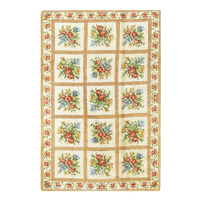 1960s Beige Aubusson Pile Rug For Sale - Image 4 of 4