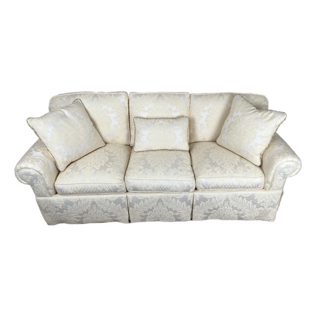 Vintage Custom Ivory Upholstered Sofa by Stickley For Sale