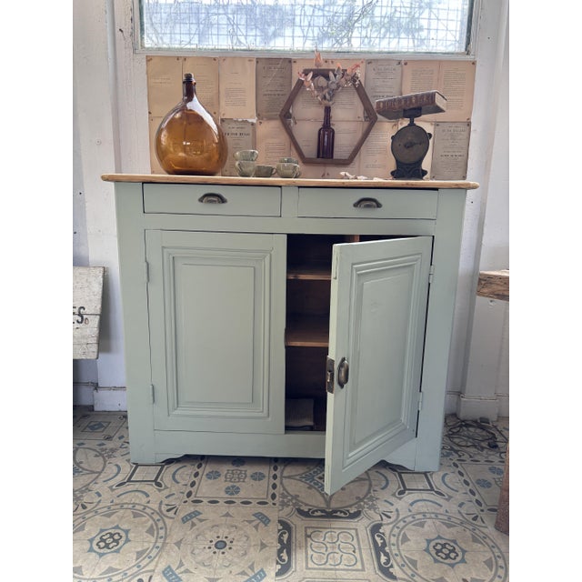 Wood Parisian Buffet in Verdigris Green, 1930s For Sale - Image 7 of 9