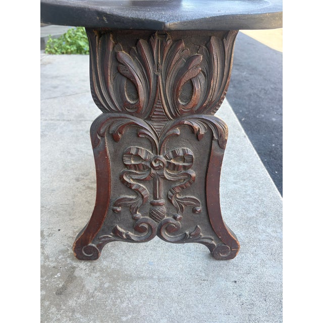Traditional Antique 19th Century Italian Renaissance Revival Hand Carved Sgabello Hall Chair For Sale - Image 3 of 9