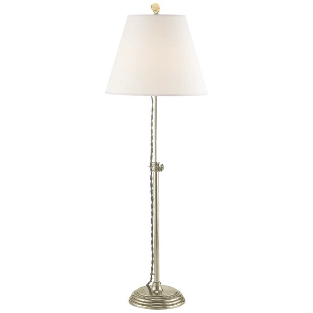 Suzanne Kasler by Visual Comfort Signature Wyatt Accent Lamp in Antique Nickel with Linen Shade For Sale