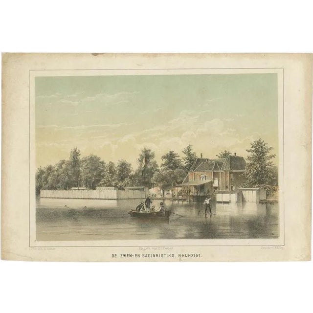 Montagne, Rhijnzigt Swimming Facility of Leiden, 1859, Paper For Sale