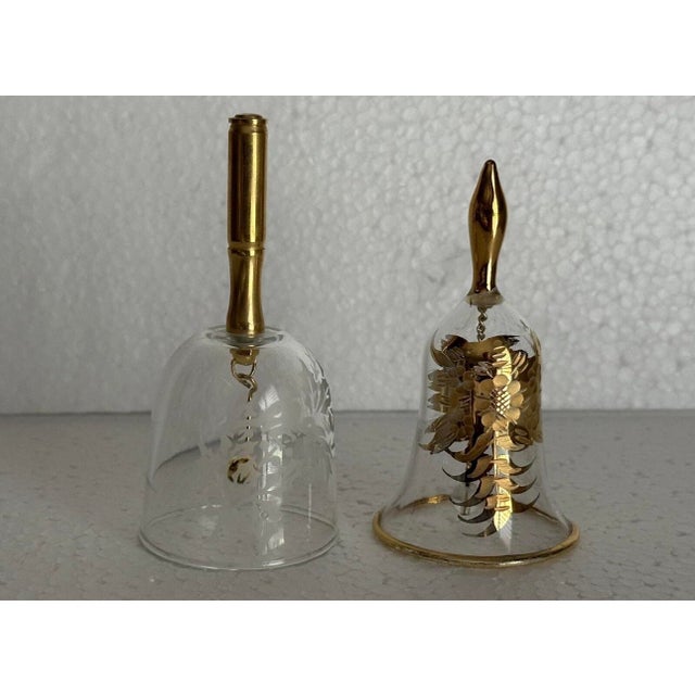 Traditional Vintage Late 20th Century Floral & Bird Gold Plated Bells- Set of 2 For Sale - Image 3 of 9