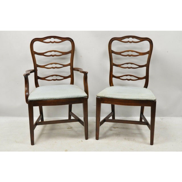 Vintage Thomasville Mahogany Ladderback Ribbon Back Dining Chairs Set