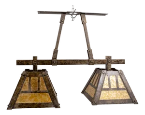 Arts & Crafts Large Mica Shade Chandelier Light Fixture