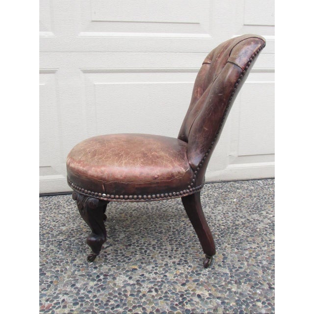 Antique English Leather Child’s Chair For Sale - Image 16 of 17