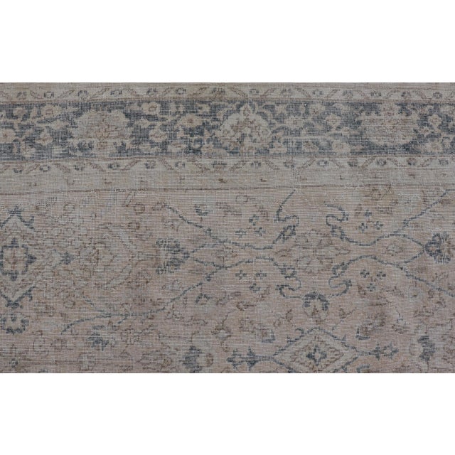 Vintage Turkish Oushak Rug, Distressed Floral Design, Cream & Blue 9'5 X 11'10 For Sale - Image 10 of 16