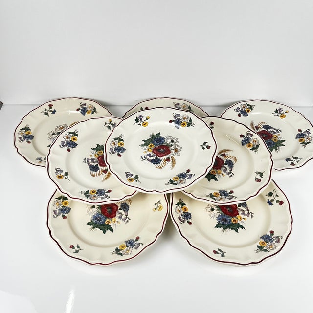 Vintage Agreste Dinner Plates from Sarreguemines, 1970s, Set of 8 For Sale - Image 3 of 12