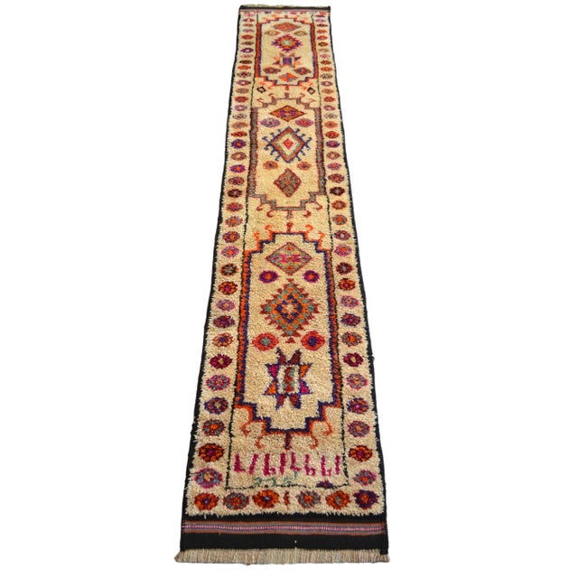 1970s Hand-Knotted Turkish Runner Rug. High Pile Tribal Extra Long Runner Rug - 2′8″ × 15′3″ For Sale - Image 6 of 11