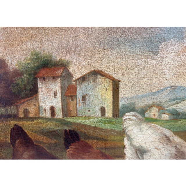 Early 19th Century English Farm Yard Oil on Canvas For Sale In West Palm - Image 6 of 10