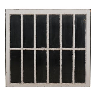 Reclaimed White Wood Framed 12 Pane Window Mid 20th Century For Sale