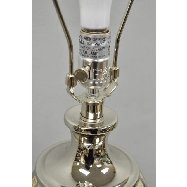 Metal Contemporary Modern Silver & Gold Ceramic "Allegheny" Table Lamp by Uttermost For Sale - Image 7 of 13