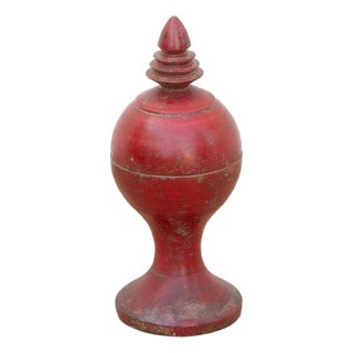 Vintage Indian Turned Wood Lidded Box For Sale