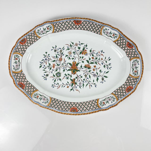 Large Vintage Oval Platter from Gien, 1990 For Sale - Image 3 of 8
