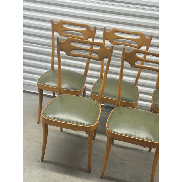 1950s Italian Dining Chairs With Sculptural Backs in the Style of Pirelli Sapsa - Set of 5 For Sale - Image 13 of 15