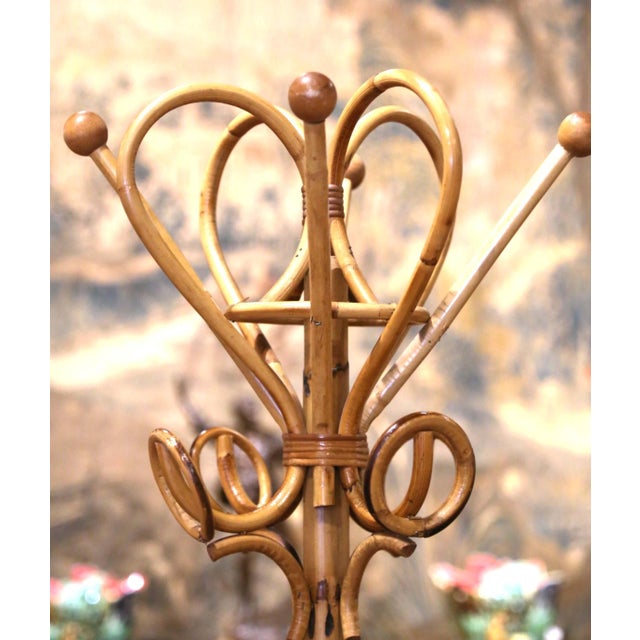 Italian Mid-Century Italian Bamboo and Rattan Hall Tree in the Manner of Franco Albini For Sale - Image 3 of 10