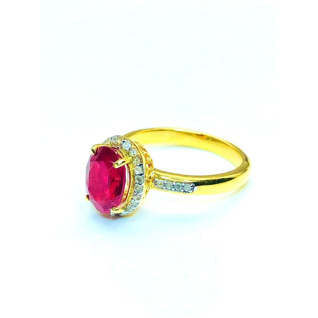 Bochic "Capri" Natural Ruby & Diamonds Vintage Retro Ring Set In 18K Gold&Silver For Sale - Image 18 of 18