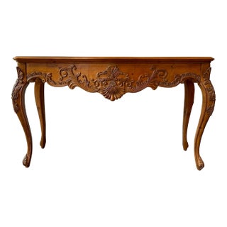 Ethan Allen Joelle Carved Console Table in French Provincial Style - Made in the U. S. A. For Sale