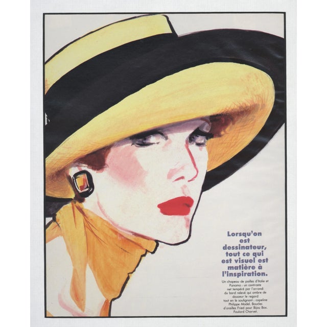 René Gruau 1986 French Summer Fashion Print-by Gruau, Matted For Sale - Image 4 of 4