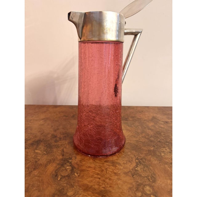 Large Antique Edwardian Cranberry Glass Water Jug, 1900s For Sale - Image 4 of 7