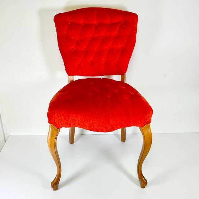 How lovey and charming is this French Provincial Red Velvet Side Chair? The style is old Hollywood Regency and Bohemian...