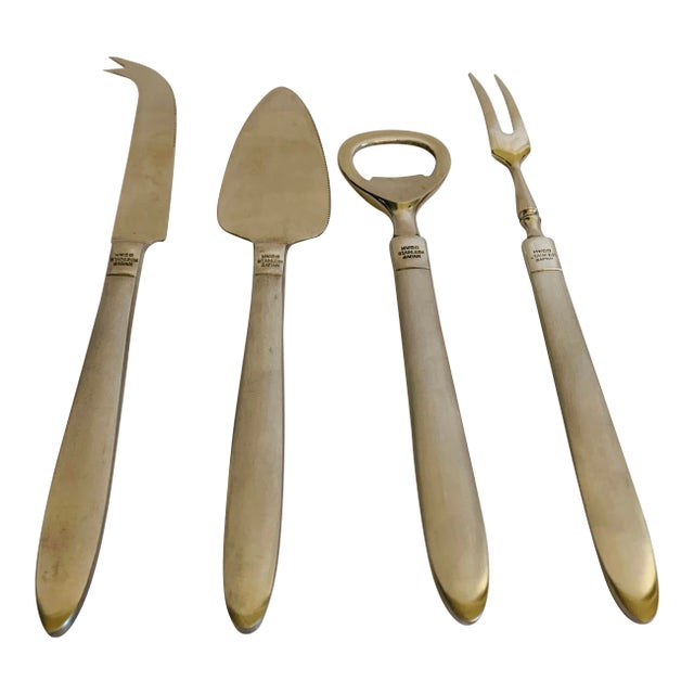 Mid 20th Century M. W. C. O. Stainless Steel "Handy" Bar Set - 4 Pieces For Sale