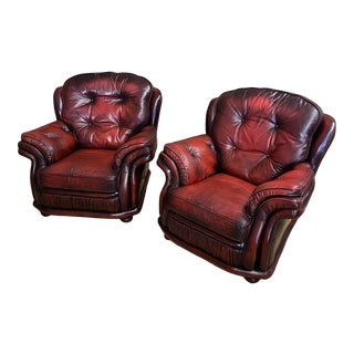 1960 English Oxblood Leather Chairs - a Pair For Sale