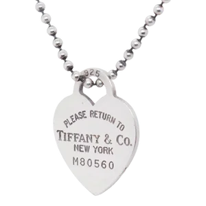 Vintage Return to Tiffany Sterling Silver Heart Tag Pendant & Dog Tag Chain Necklace