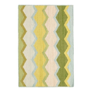 Kit Kemp for Dash & Albert Safety Net Green Woven Wool Rug, 8' 6" x 11' 6" For Sale