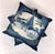 Pair of 100% Thai silk fabric pillow covers by Jim Thompson featuring a Chinoiserie theme design in tones of blue and...