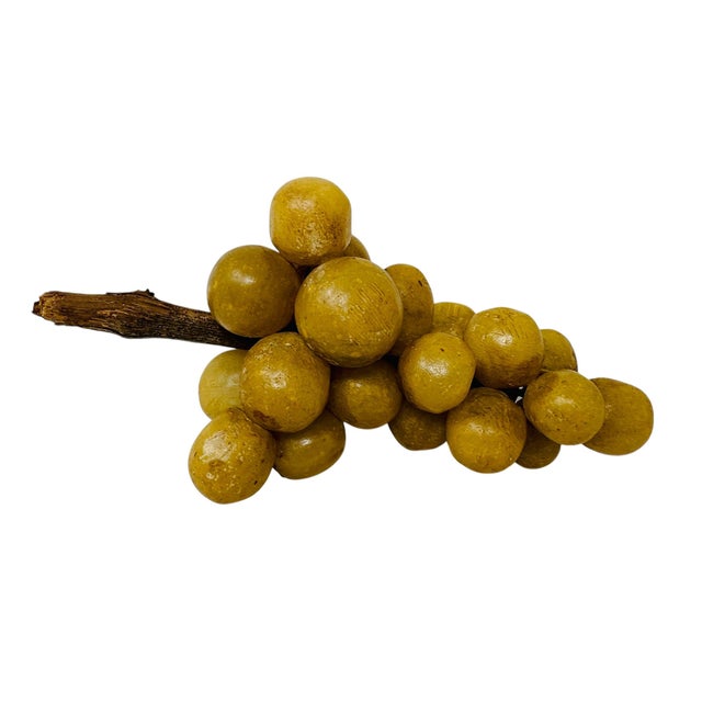Orange Exquisite 1940s Italian Alabaster Grapes - Set of 5 Hand-Carved Honey Gold Clusters For Sale - Image 8 of 16