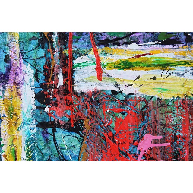 21st Century Contemporary Blue, Red, & Yellow Square Modern Abstract ...