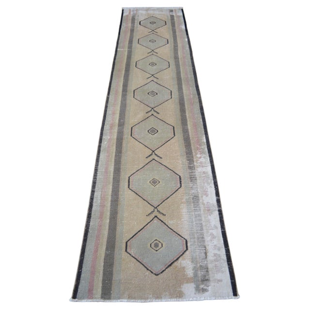 Contemporary Distressed Runner Rug - Faded Colors Low Pile Hallway 2'6″ X 10'6″ For Sale - Image 6 of 13