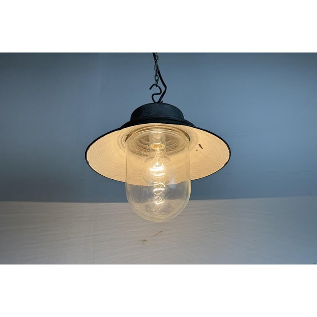 Industrial Green Enamel and Cast Iron Pendant Light, 1960s For Sale - Image 15 of 16