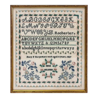 19th Century Reproduction Cross Stitch Sampler For Sale