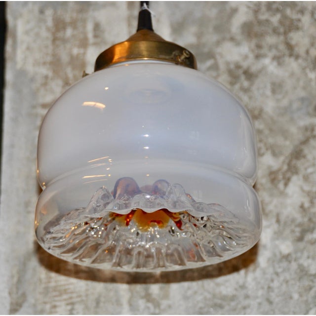 White & Gold Murano Glass Ceiling Lamp, 1960s For Sale - Image 7 of 7