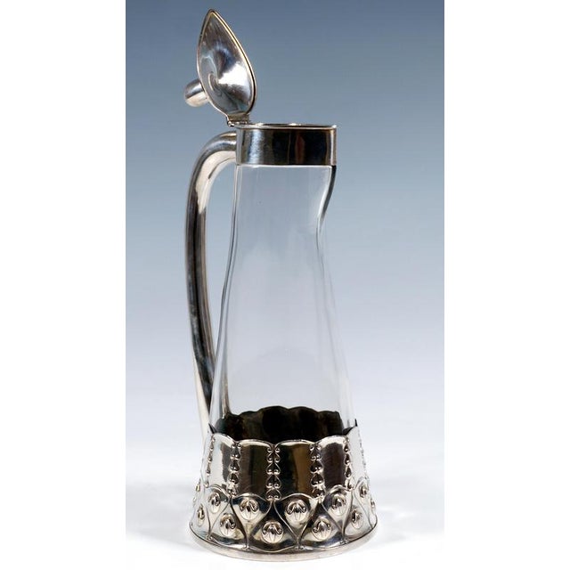 Art Nouveau Carafe Decanter with Silver Mount from VSF Duesseldorf, Germany, 1900s For Sale - Image 5 of 9