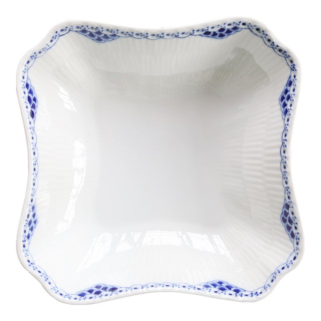 Vintage Royal Copenhagen Princess Blue Hand-Painted Porcelain Square Serving Bowl - #111/708 For Sale