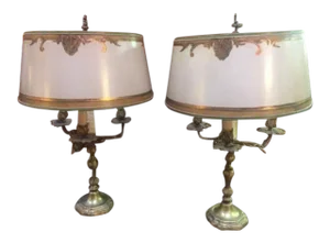 Early 20th Century Antique French Bronze Candle Lamps - A Pair