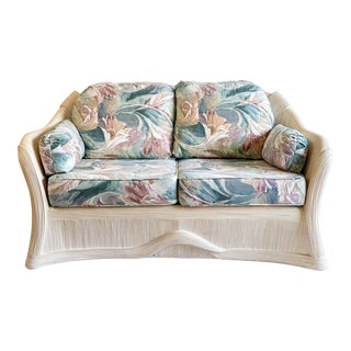 1980s Pencil Reed Draped Ribbon Style Sofa For Sale