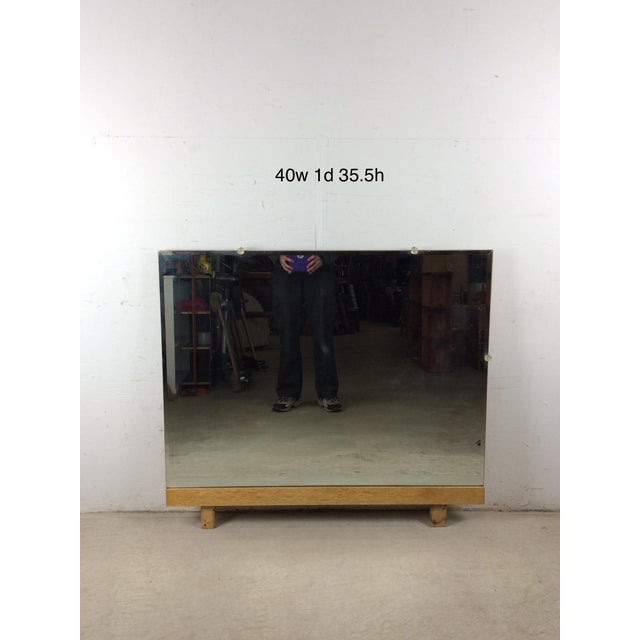Mid Century Modern Mountable Mirror With Beveled Glass and Blonde Wood Base For Sale - Image 14 of 17
