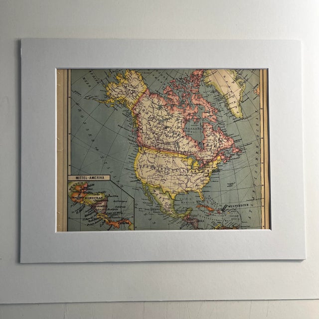 1930 German Map of North and Central America Matted Print For Sale - Image 4 of 4